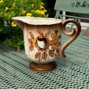 Vintage~Ucagco~Hand Painted~Quart Pitcher~Autumn Leaves & Flowers~G11